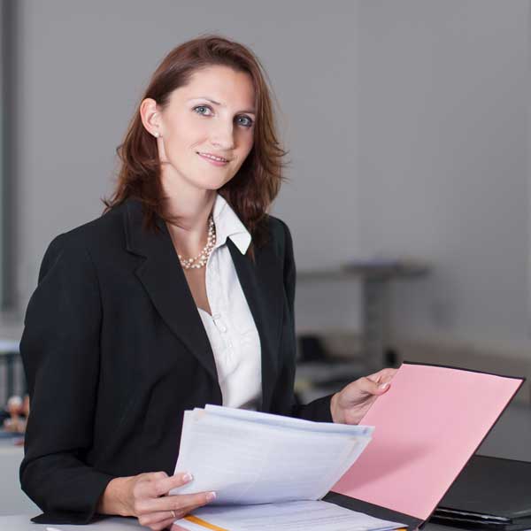business woman with paperwork